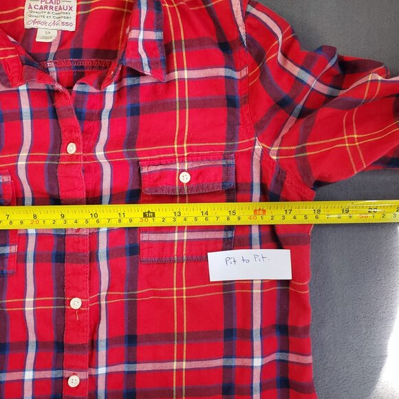 Old Navy Plaid Women Button Up Fannel Shirt Size S/P Relaxed Fit Cotton Cottage - Picture 8 of 9